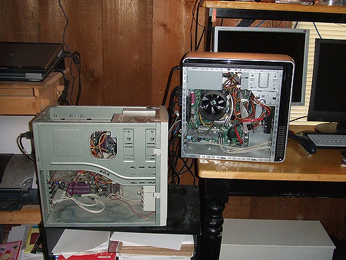 A look inside two computer towers